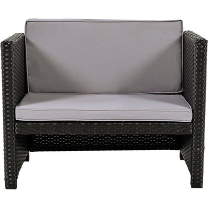 Spa Surround Spa Frame Quadrilateral Outdoor Rattan Sectional Sofa Set with Mini Sofa, Wooden Seats and Storage Spaces, Grey