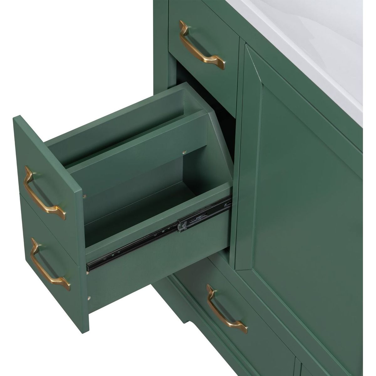 36" Bathroom Vanity with Sink Combo, Six Drawers, Multi-Functional Drawer Divider, Adjustable Shelf, Green