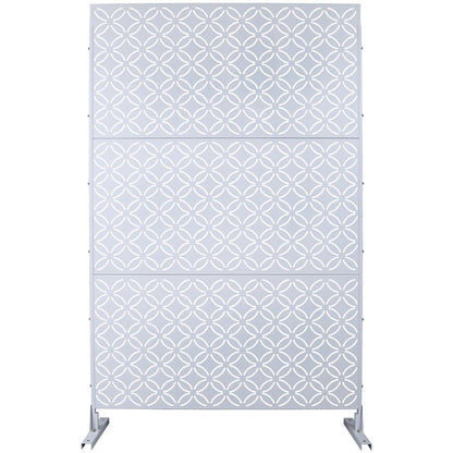 Outdoor & Indoor Privacy Screen Metal Privacy Screen 76' H×48' W, Freestanding Decorative Privacy Screen for Deck Balcony Patio, Privacy Fence Panels for Outside Lawn Garden PS107 WHITE