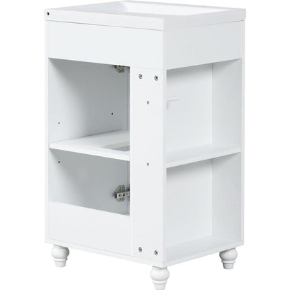 20" Bathroom Vanity with Sink, Bathroom Vanity Cabinet with Two-tier Shelf, Adjustable Shelf, Solid Wood and MDF, White