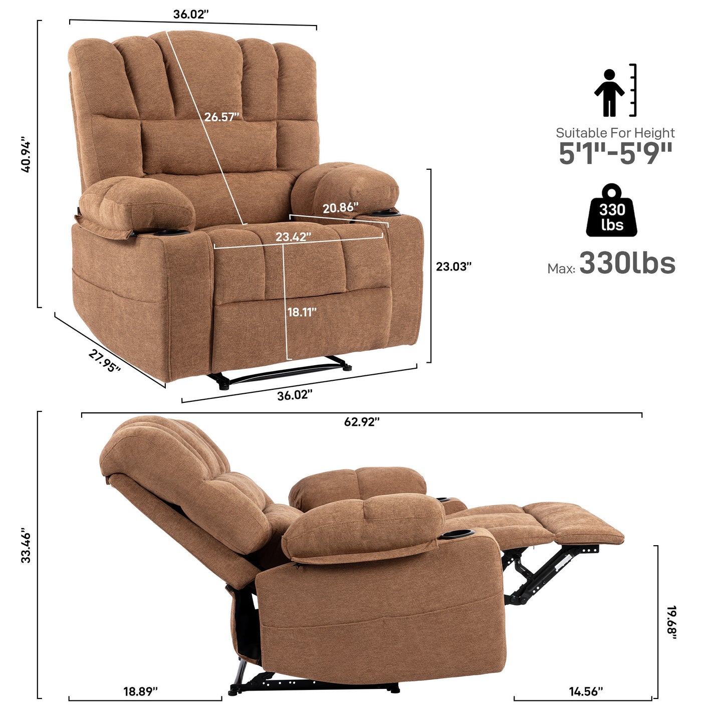 Massage Recliner Chair Sofa with Heating Vibration