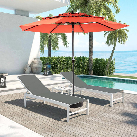 Aluminium 10ft 3 Tier Auto-tilt Umbrella ,Outdoor Patio Umbrella - Market Table Pool Deck Umbrella (Base Not Included)   - (orange )