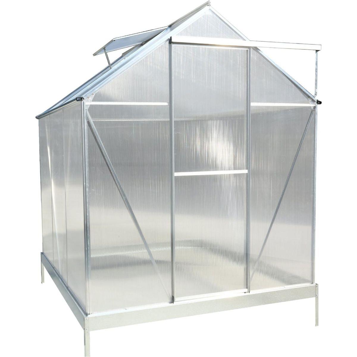 6.3'x6.2'x7' Polycarbonate Greenhouse, Heavy Duty Outdoor Aluminum Walk-in Green House Kit with Rain Gutter, Vent and Door for Backyard Garden, color aluminium