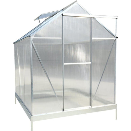6.3'x6.2'x7' Polycarbonate Greenhouse, Heavy Duty Outdoor Aluminum Walk-in Green House Kit with Rain Gutter, Vent and Door for Backyard Garden, color aluminium