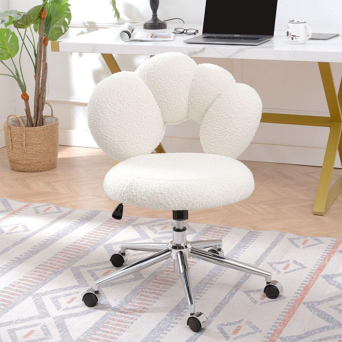 360Swivel Height Adjustable,Swivel Chair,Teddy fabric,home office chair