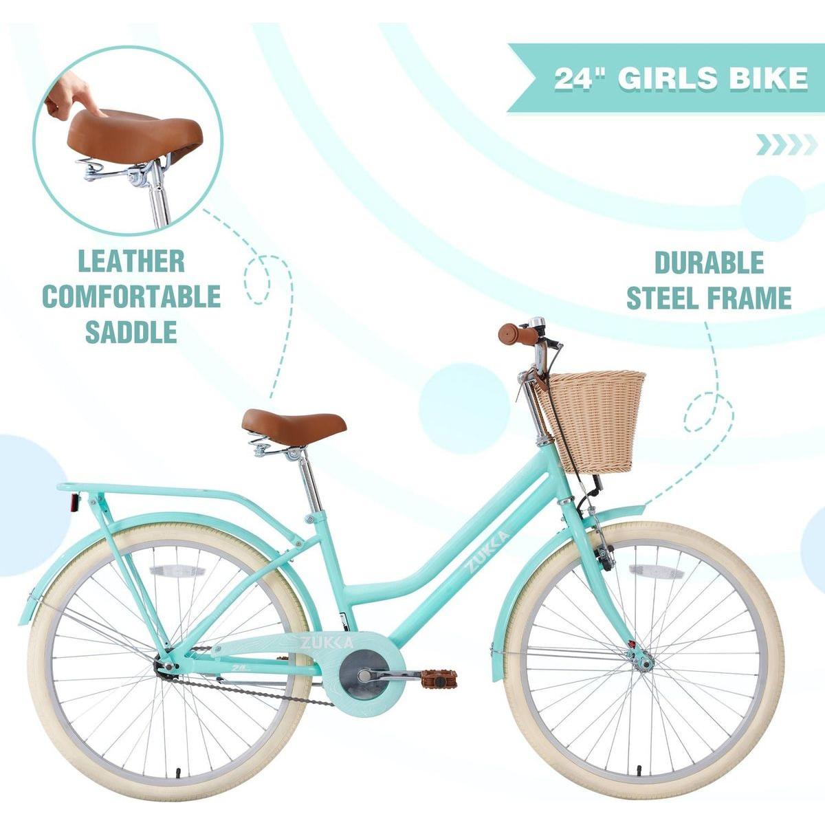 Steel Frame,Multiple Colors, for 10+Years Old Girls Bike,24 inch wheel