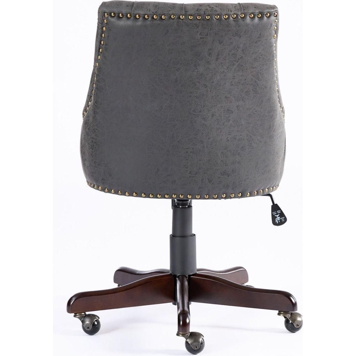 Medieval Retro Style Sheepskin Pattern Fabric Home Office Chair with Lift, Swivel and Recline Functions,Gray color