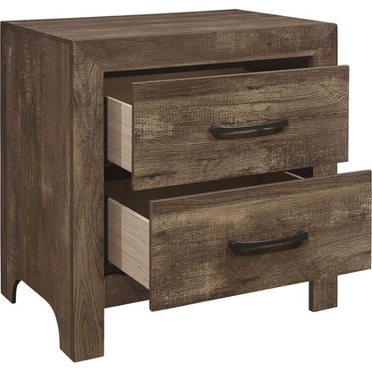Simple Look Rustic Brown Finish 1pc Nightstand of Drawers Black Metal Hardware Bedroom Furniture