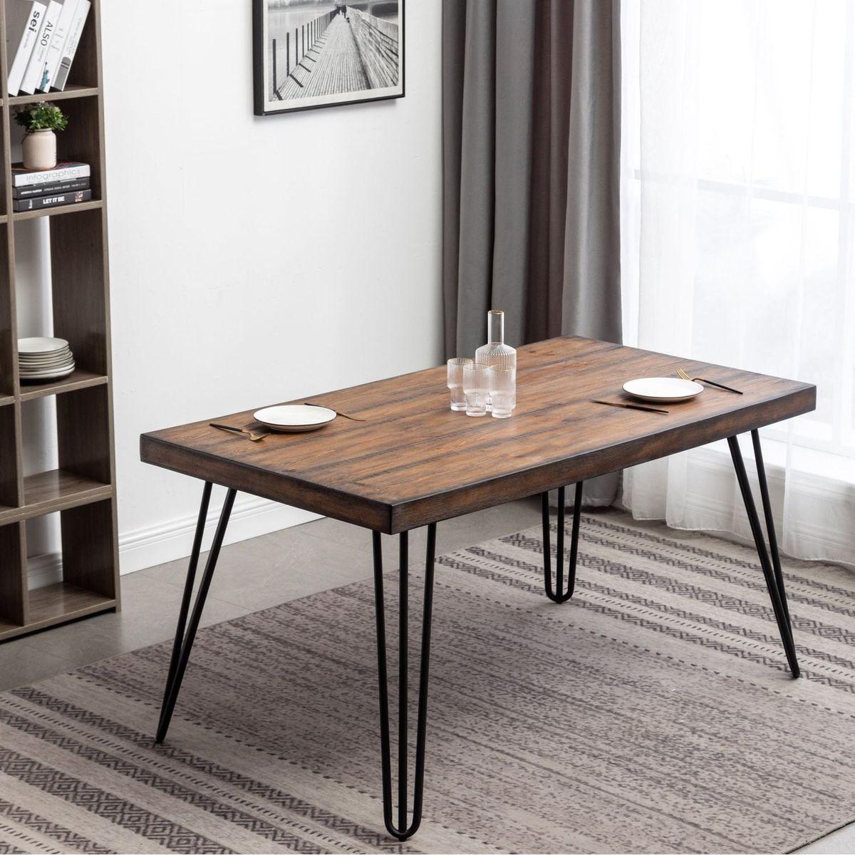Ashford 5-Piece Dining Set, Hairpin Dining Table with 4 Chairs, 4 Color Options - Streamdale Furniture