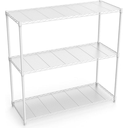 3 Tier Wire Shelving Unit, 1050 LBS NSF Height Adjustable Metal Garage Storage Shelves, Heavy Duty Storage Wire Rack Metal Shelves - White