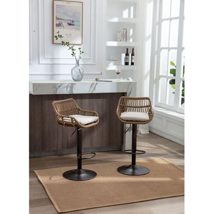 Swivel Bar Stools Set of 2 Adjustable Counter Height Chairs with Footrest for Kitchen, Dining Room 2PC/SET