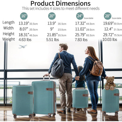 4 Piece Luggage Set Suitcase Set, ABS Hard Shell Lightweight Expandable Travel Luggage with 4 Packing Cubes, TSA Lock, Spinner Wheels for Men Women(16/20/24/28)