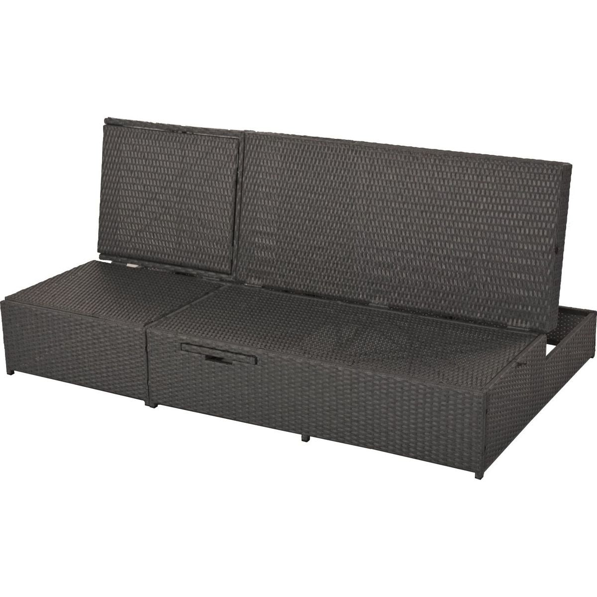 Outdoor Double Sunbed, Wicker Rattan Patio Reclining Chairs with Adjustable Backrest and Seat, Conversational Set for 2 Person, Gray