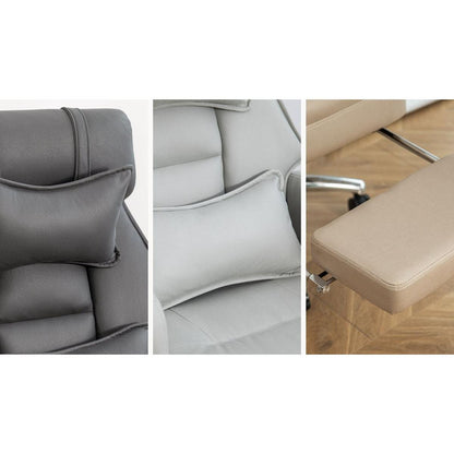 Swivel Ergonomic Office Chair, Technology Leather High Back Office Chair with Lumbar Support Headrest, Sedentary Comfortable Boss Chair, 155 Reclining Computer Chair (Color : Grey)