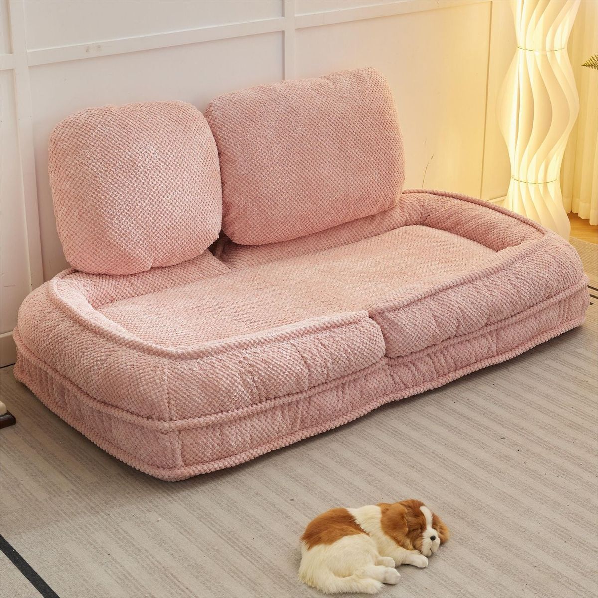 Human Dog Bed, Lazy Sofa Couch, 5 Adjustable Position,sit,sleep,fold,suit to put in bedroom, living room, Space Saving Design, Pink