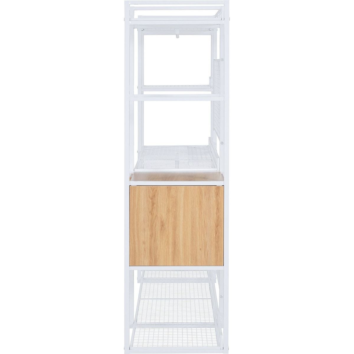 Open-Style Wardrobe with Hanging Rails, Shelves and Drawers, White