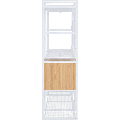 Open-Style Wardrobe with Hanging Rails, Shelves and Drawers, White