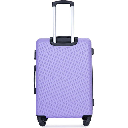 luggage 4-piece ABS lightweight suitcase with rotating wheels, 24 inch and 28 inch with TSA lock, (16/20/24/28) LIGHT PURPLE