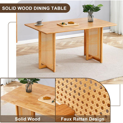 Chinese country retro solid wood dining table, simple modern imitation rattan dining table, wooden dining table, desk. Suitable for dining room, living room, office