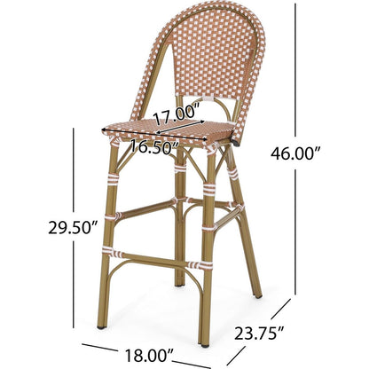 Wicker Bar Stool with Aluminum Frame (Set of 2)