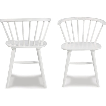 Roundhill Alwynn White and Natural Wood 5-piece Dining Set, Dining Table with 4 Windsor Chairs - Streamdale Furniture