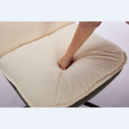 Oversize Seat Cirss Cross Chair with Wheels, Elegant Design Computer Chair, Adjustable Height 360 Rolling Swivel Home Office Chair for Small Space, Dressing Room, Living Room (GRAY+WHITE)