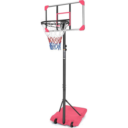 Portable Basketball Goal System with Stable Base and Wheels, use for Indoor Outdoor teenagers youth height adjustable 5.6 to 7ft Basketball Hoop 28 Inch Backboard