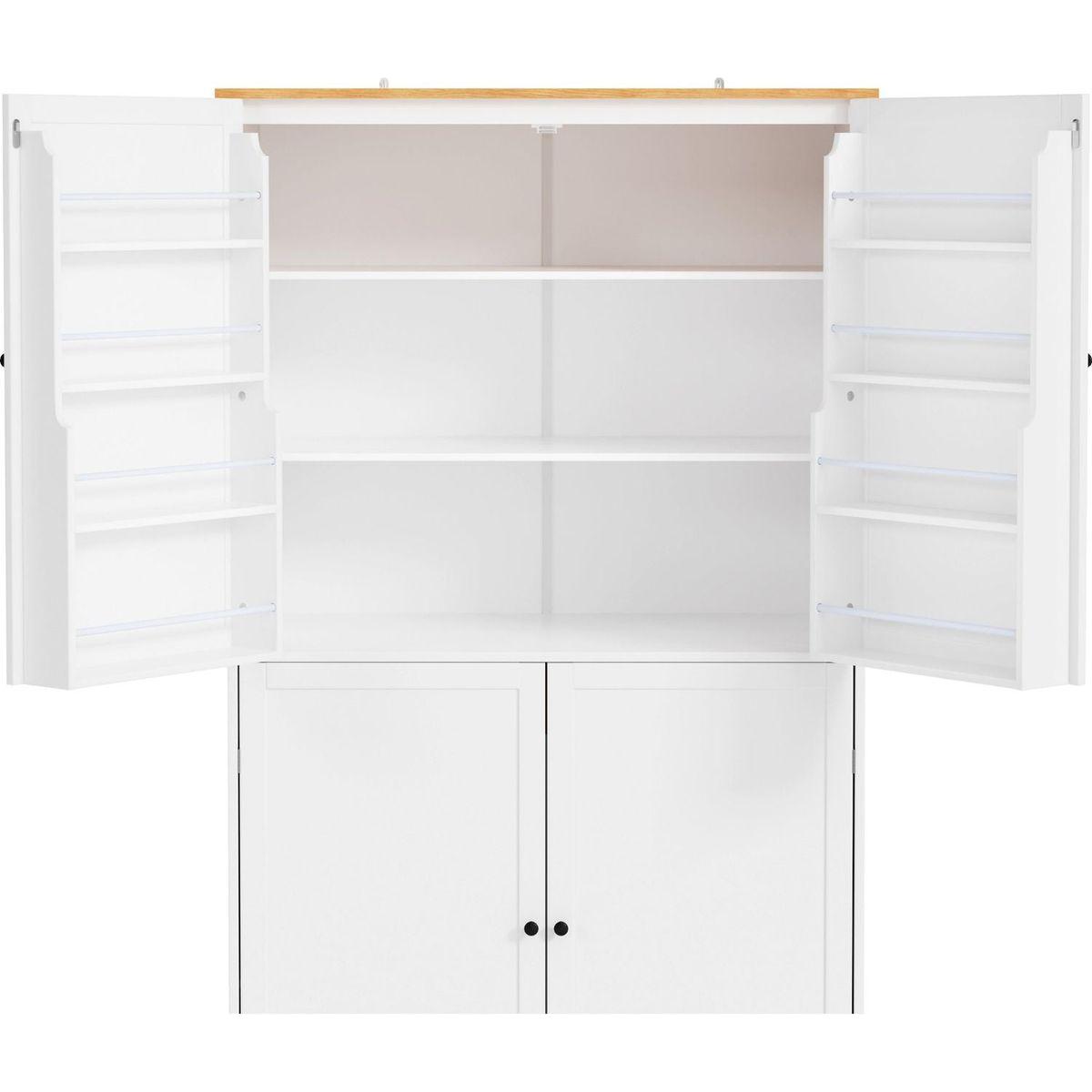 [Assembly Video Provided]40.2x20x71.3inch High Freestanding Kitchen Pantry Large Cupboard Storage Cabinet with 2 Drawers, 2 Adjustable Shelves, 8 Door Shelves for Kitchen, Dining Room,White
