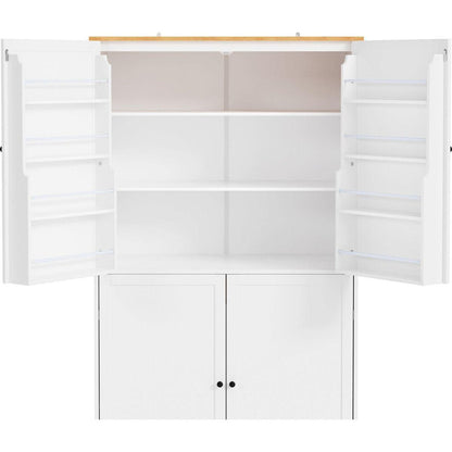 [Assembly Video Provided]40.2x20x71.3inch High Freestanding Kitchen Pantry Large Cupboard Storage Cabinet with 2 Drawers, 2 Adjustable Shelves, 8 Door Shelves for Kitchen, Dining Room,White