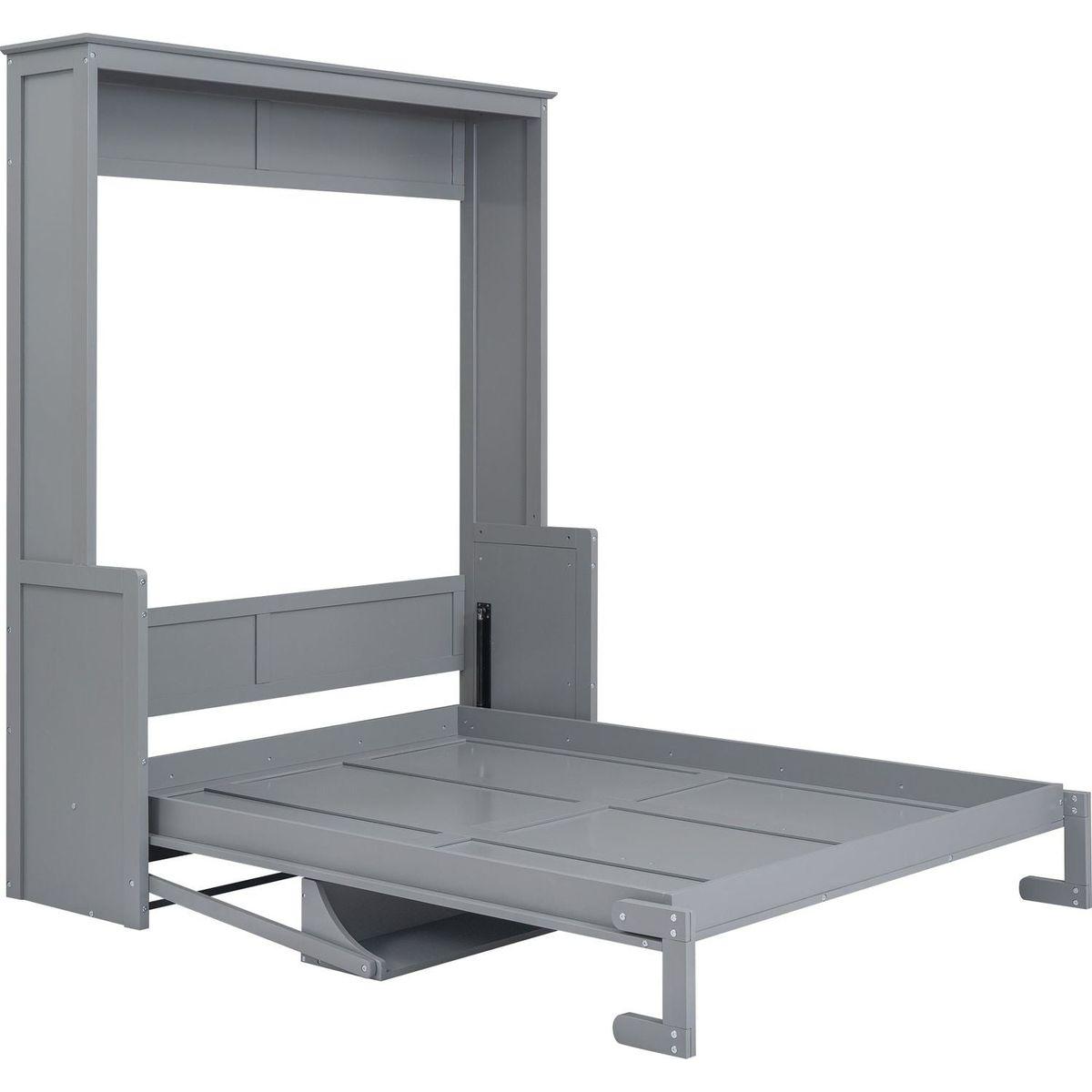 Queen Size Murphy Bed with a Shelf, Gray