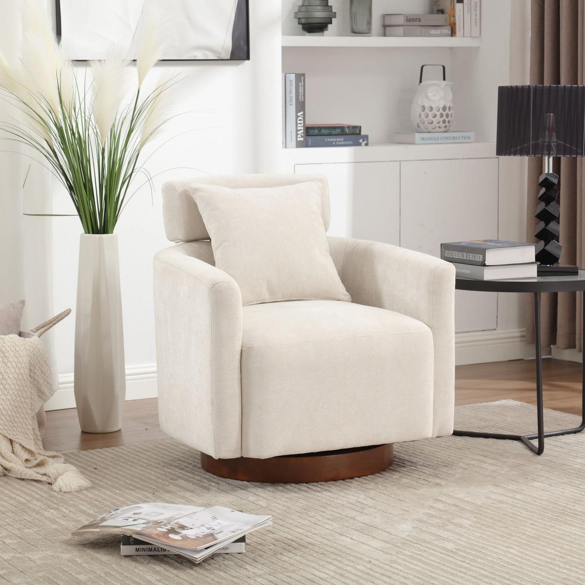 360 degree rotation design, multi-gear adjustment backrest, soft and comfortable chenille fabric, ergonomic design of the living room chair