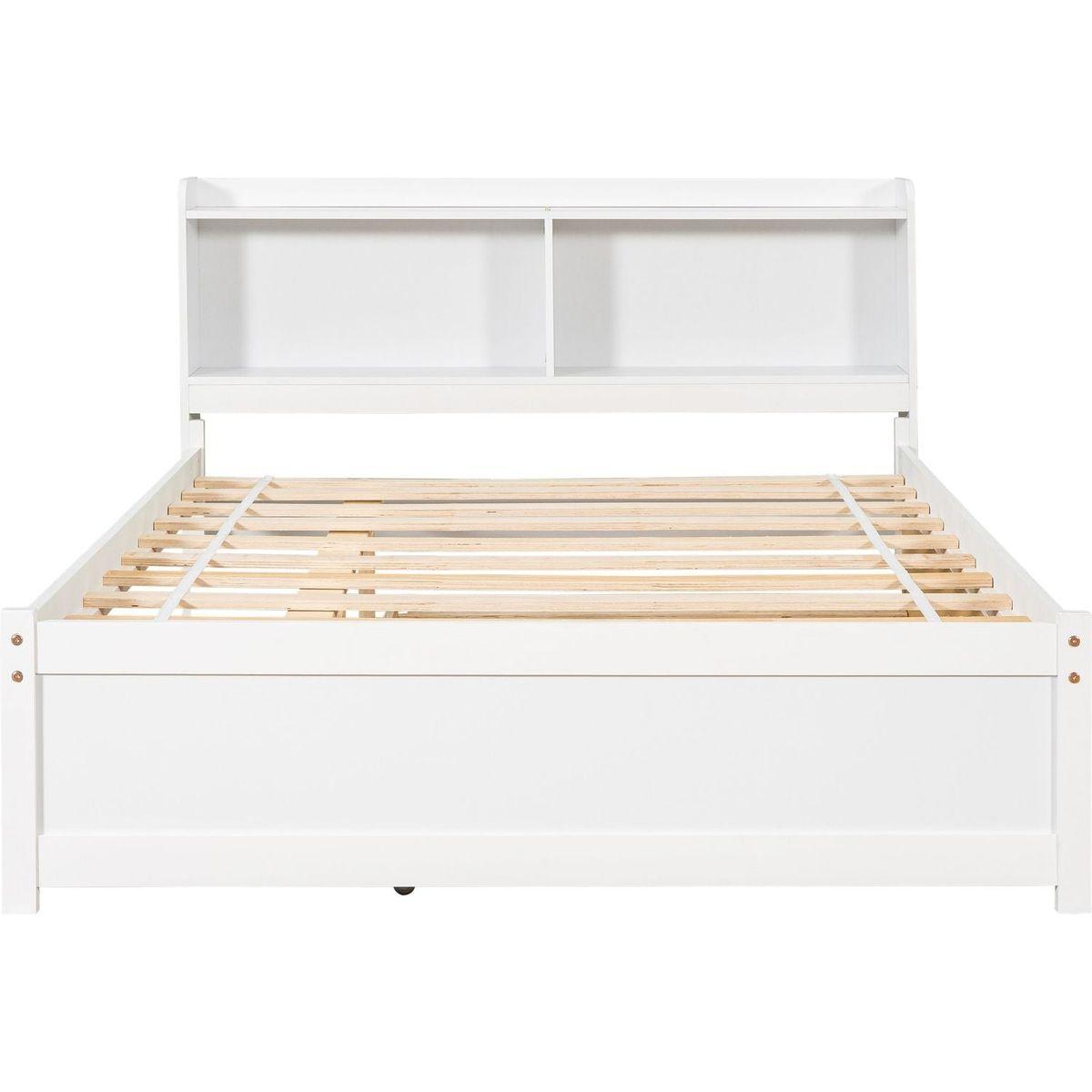 Full Bed with Trundle,Bookcase,White