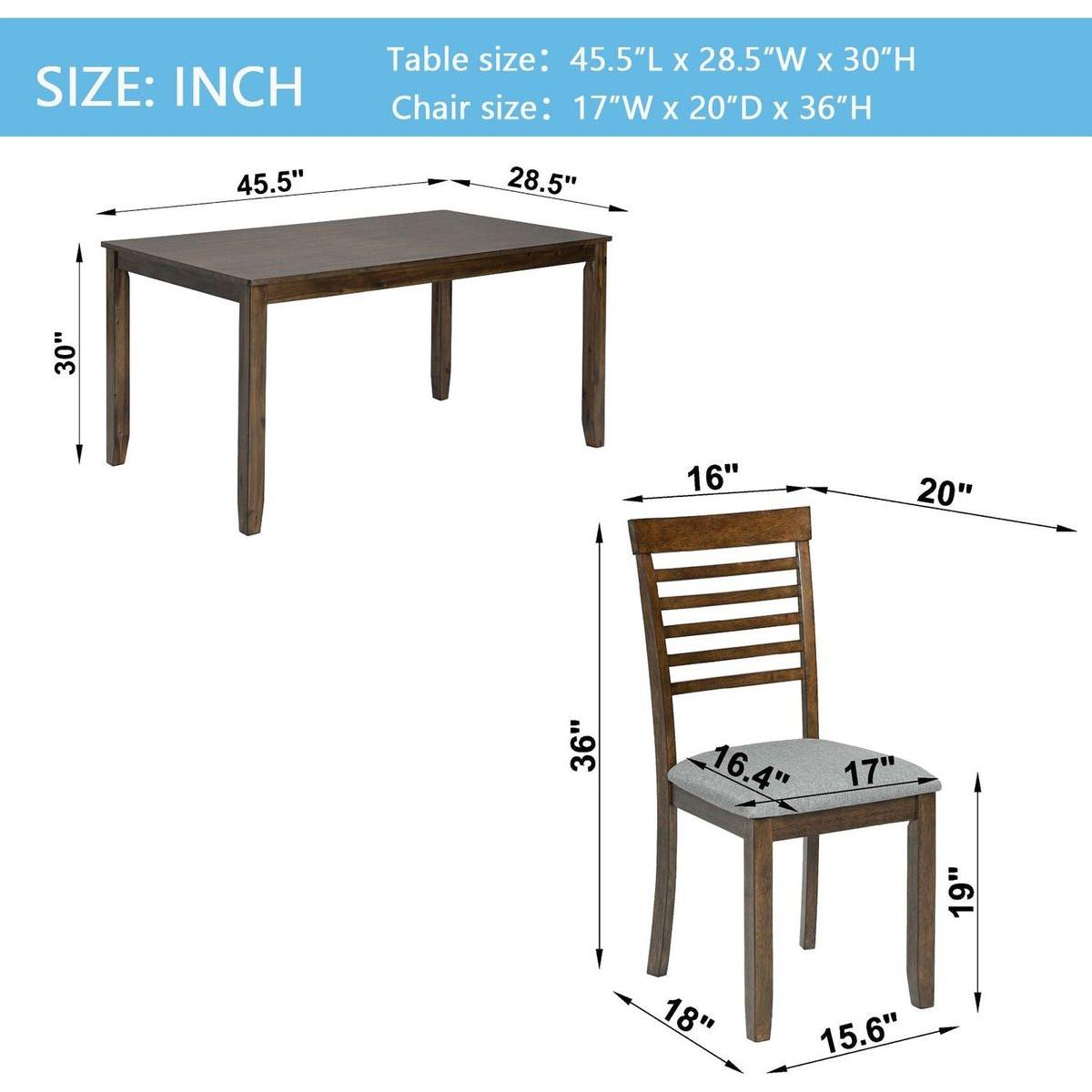 Wooden Dining Rectangular Table set for 4,Kitchen Dining Table for Small Space,Walnut