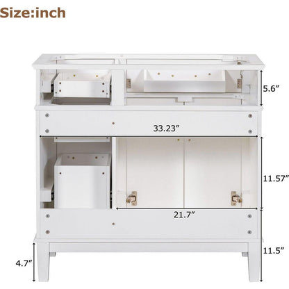 [Cabinet Only] 36" White Modern Bathroom Vanity(Sink not included)