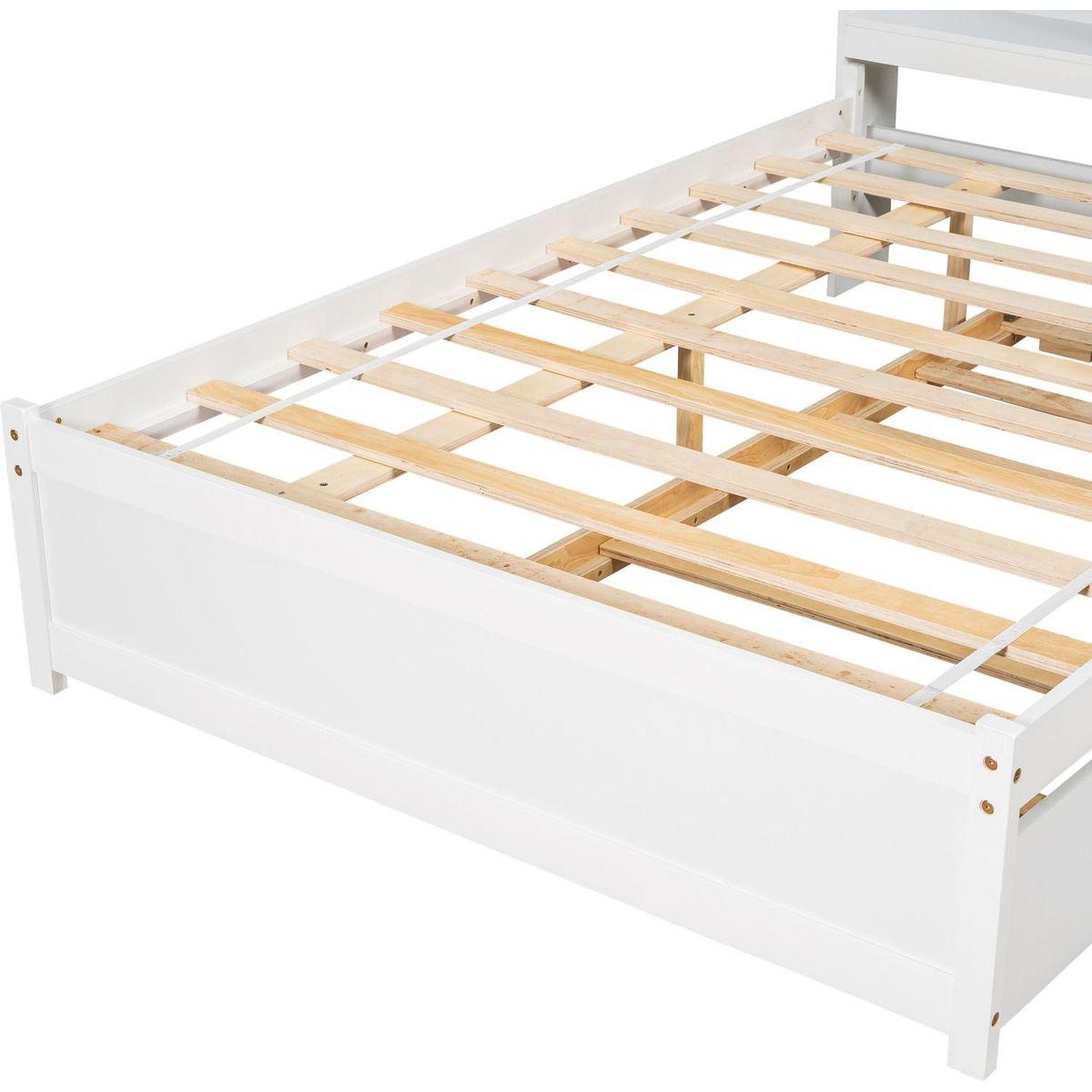 Full Bed with Trundle,Bookcase,White