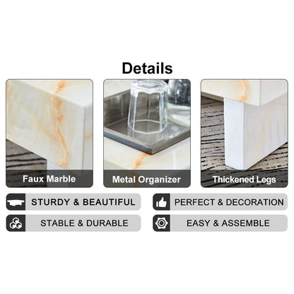 A modern and practical coffee table with imitation marble patterns, made of MDF material. The fusion of elegance and natural fashion 31.4"x 31.4"x 12 "