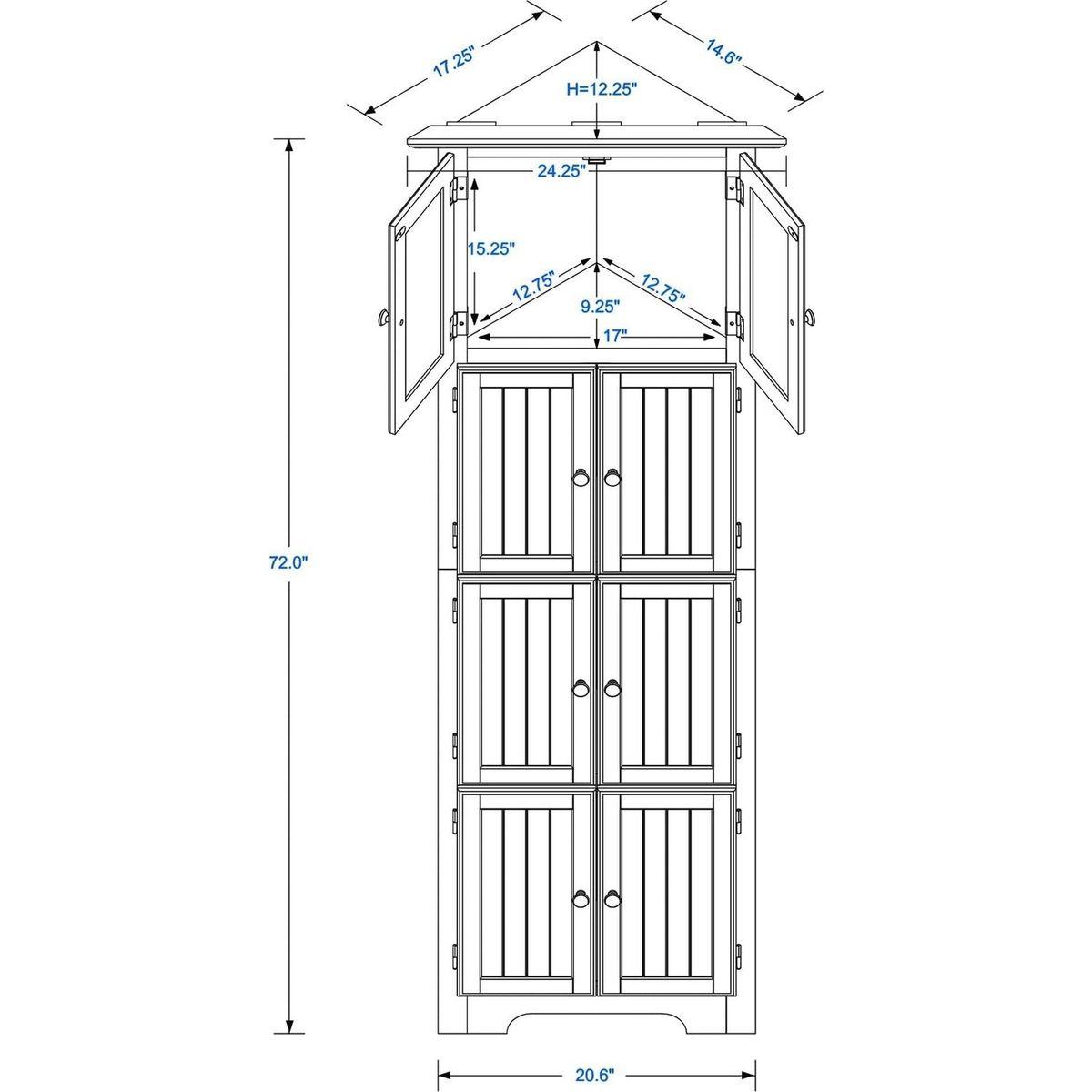 Tall Storage Cabinet with Doors and 4 Shelves for Living Room, Kitchen, Office, Bedroom, Bathroom, Modern, Black