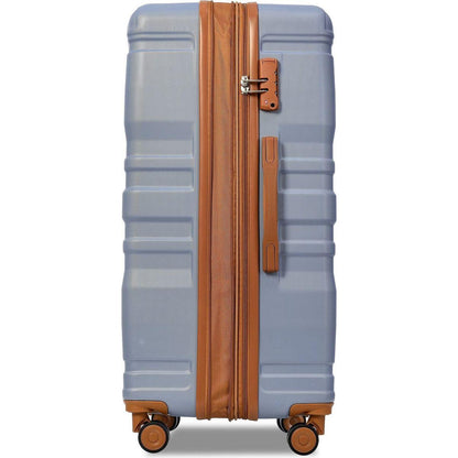 Luggage Sets New Model Expandable ABS Hardshell 3pcs Clearance Luggage Hardside Lightweight Durable Suitcase sets Spinner Wheels Suitcase with TSA Lock 20"24"28"(blue and brown)