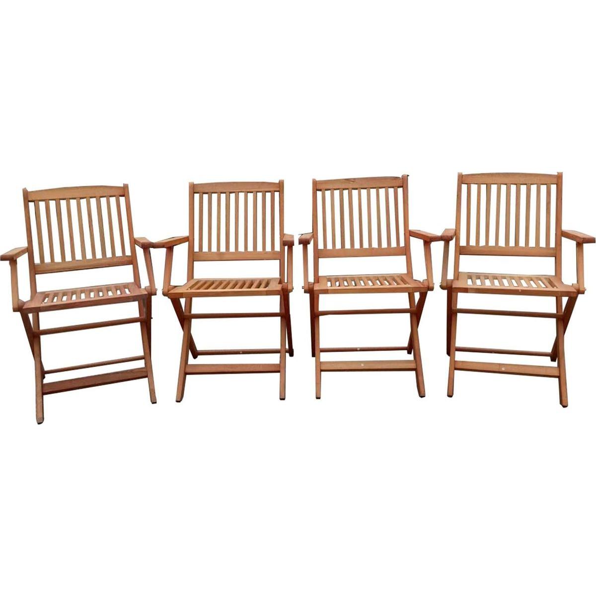 Foldable Patio Dining Set, 4 Folding Chairs, Indoor and outdoor universal, Teak
