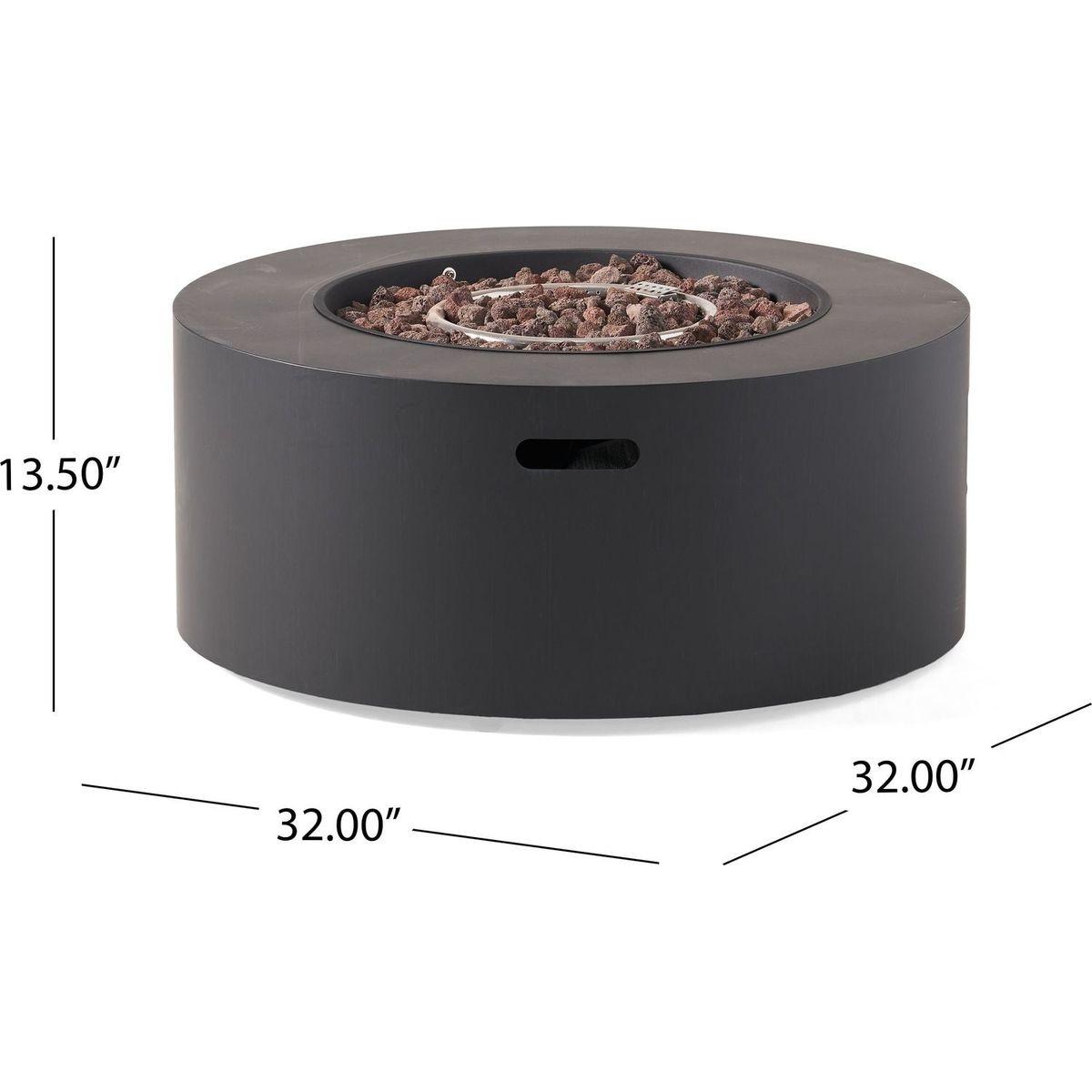 Patio Gas-burning Fire Pit Outdoor Iron Propane Fireplace, 32" Round Fire Pit - 40,000 BTU, Tank outside, Dark Grey