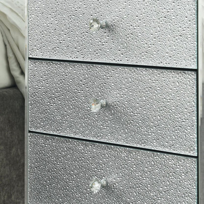 Classic bedroom elegant bedside table, 1 piece of 3 drawer mirrored bedside table