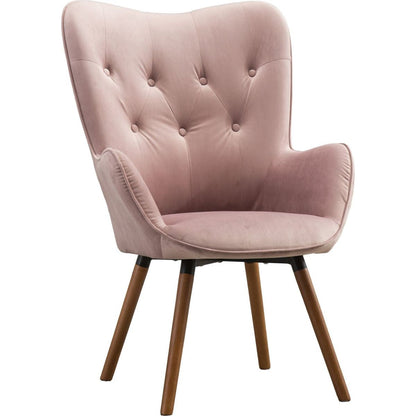 Doarnin Contemporary Silky Velvet Tufted Button Back Accent Chair, Mauve