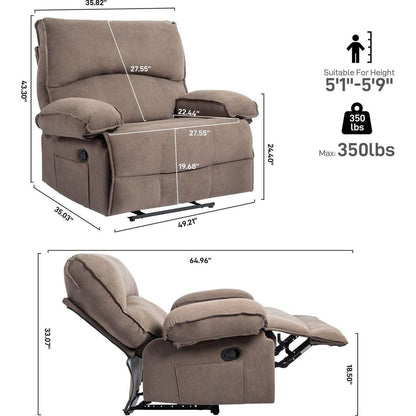 Oversized Manual Recliner Chair Sofa for Living Room