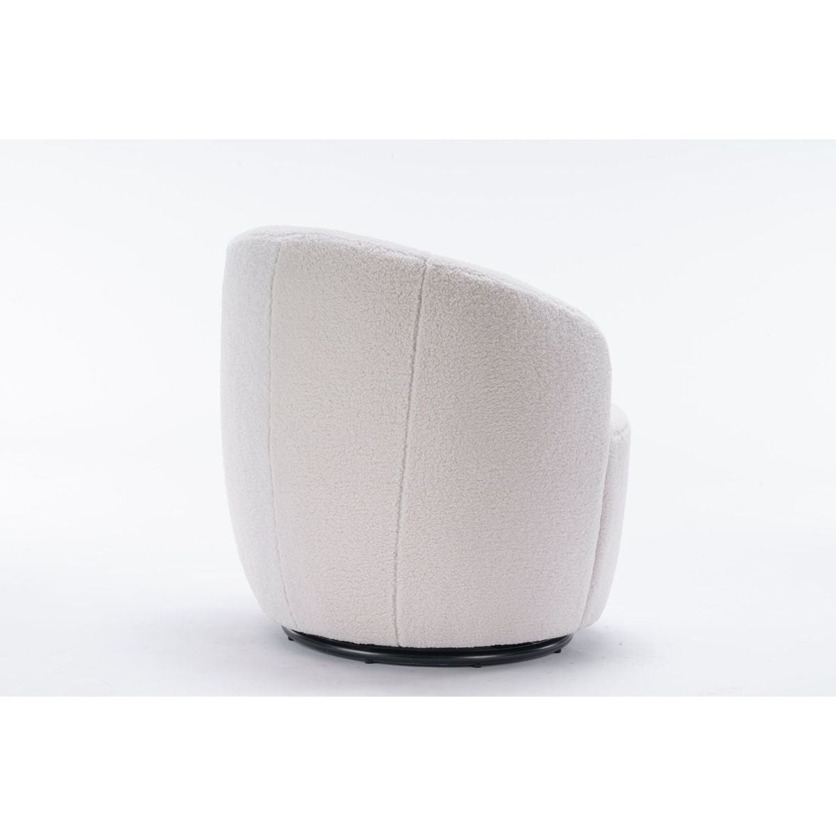 Teddy Fabric Swivel Accent Armchair Barrel Chair With Black Powder Coating Metal Ring,Ivory White