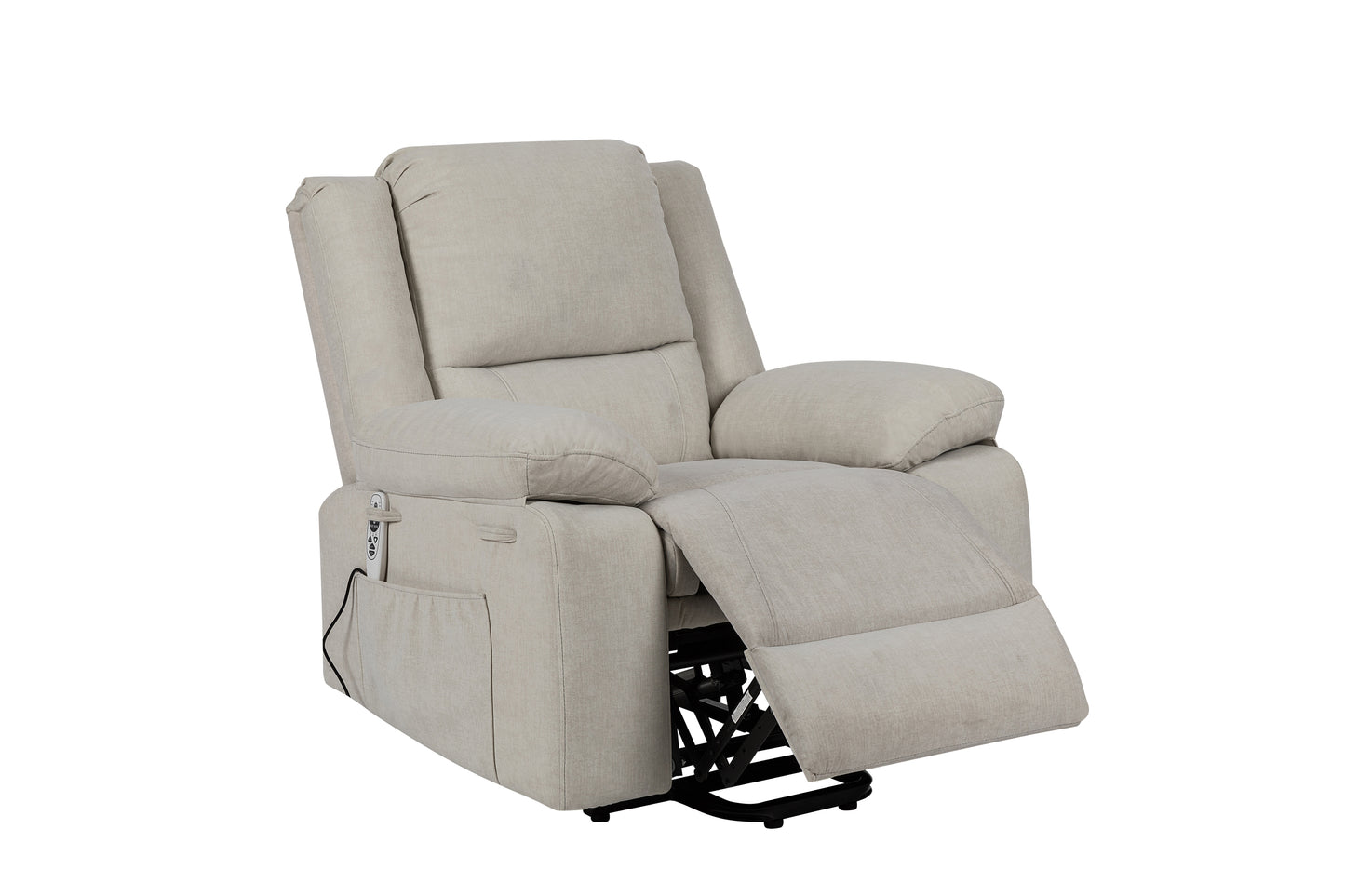 Electric Power Recliner Chair With Massage For Elderly, Remote Control Multi-function Lifting, Timing, Cushion Heating Chair With Side Pocket Beige