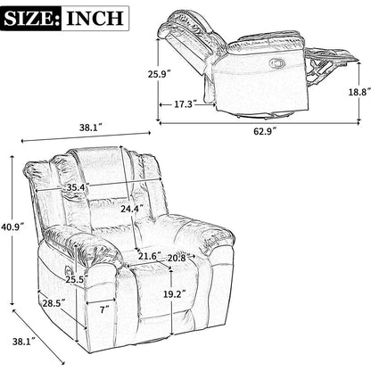 360Swivel and Rocking Home Theater Recliner Manual Recliner Chair with Wide Armrest for Living Room,Bedroom, Black
