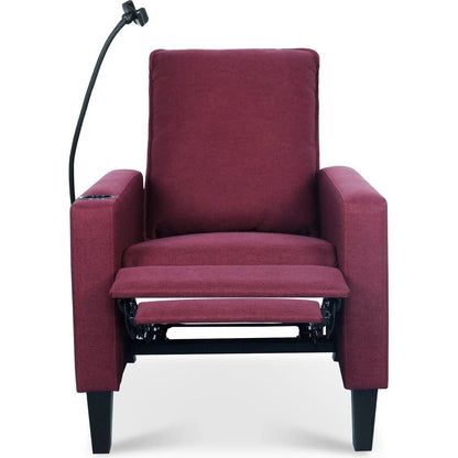 Recliner Chairs for Adults, Adjustable Recliner Sofa with Mobile Phone Holder & Cup Holder, Modern Reclining Chairs Fabric Push Back Recliner Chairs for Living Room, Bedroom, RED