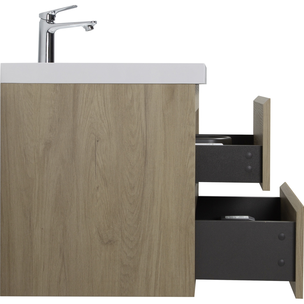 24" Floating Bathroom Vanity with Sink, Modern Wall-Mounted Bathroom Storage Vanity Cabinet with Resin Top Basin and Soft Close Drawers, Natural Oak