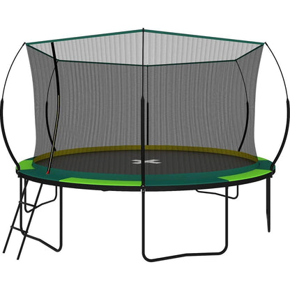 YC 14FT Recreational Trampolines with Enclosure for Kids and Adults with Patented Fiberglass Curved Poles Pumpkin -Green