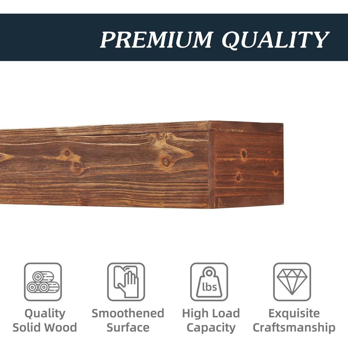 72" Rustic Wood Fireplace Mantel,Wall-Mounted & Floating Shelf for Home Decor